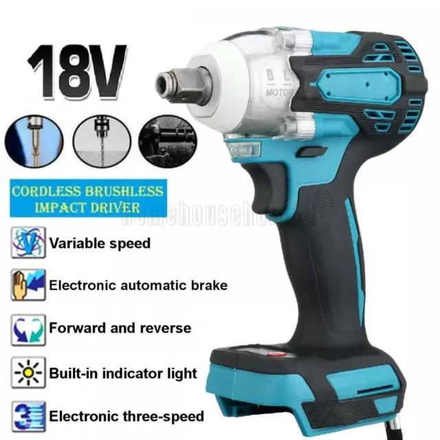 1/2" Electric Cordless Brushless Impact Wrench Drill For 18V MAKITA Battery