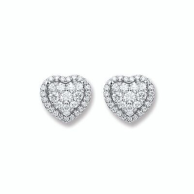 0.45ct Diamant Coeur Boucles D'Oreilles 9mm or Blanc