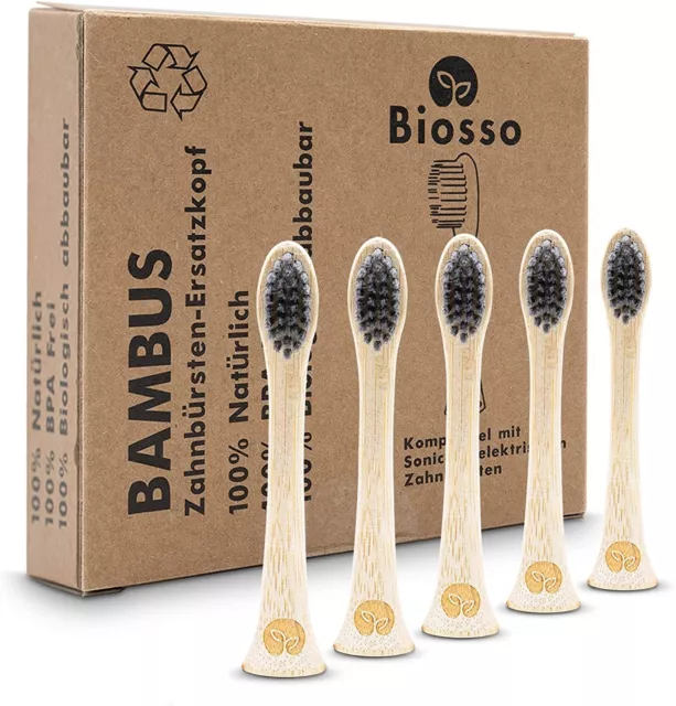 Biosso® 5er Set Bambus Aufsteckbürsten für PHILIPS SONICARE Modelle Ersatzbürste