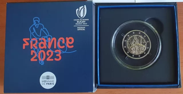 Francia 2 Euros 2023 Proof - Conm. Campeonato Mundial De Rugby -