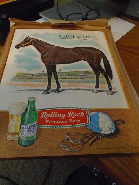 Rolling Rock beer Kauai King Display sign NOS Pa beer