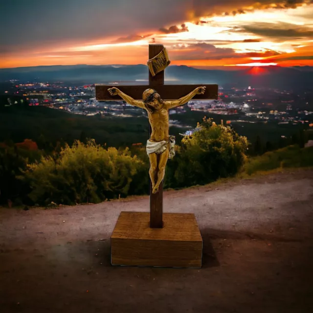 Vintage 12” Genuine Fontanini Corpus Wood Cross Crucifix Jesus Christ Catholic