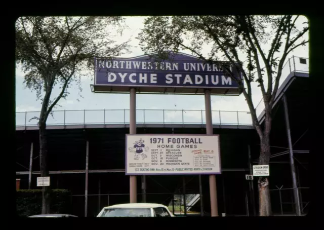 Vtg Orig 1972 35mm Slide - Dyche Stadium Sign Northwestern Univ. Ryan Field IL