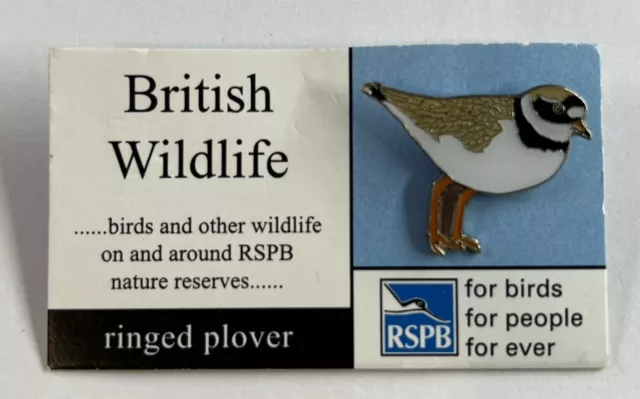 RSPB British Wildlife pin badge on Card -  ringed plover Bird GNAH