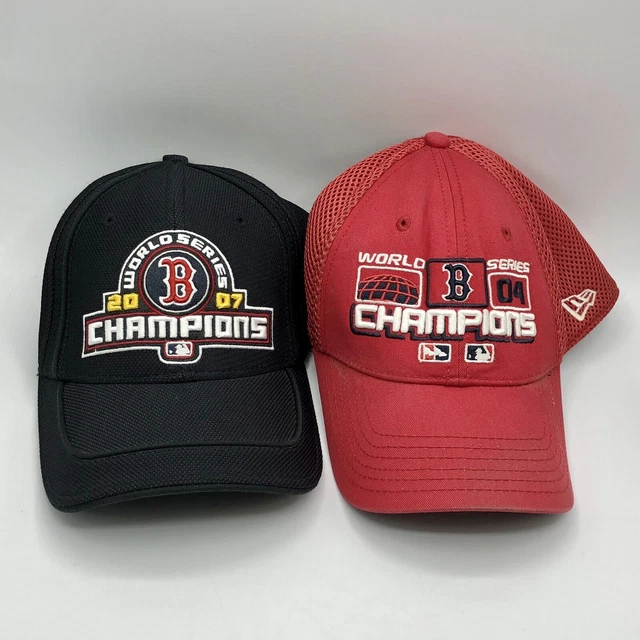 Pair Boston Red Sox 2004 & 2007 World Series Champions New Era Flexfit Hat Cap