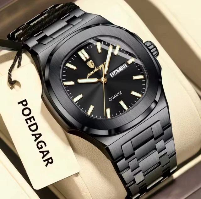 Poedagar Orologio da polso da uomo di lusso, impermeabile, con