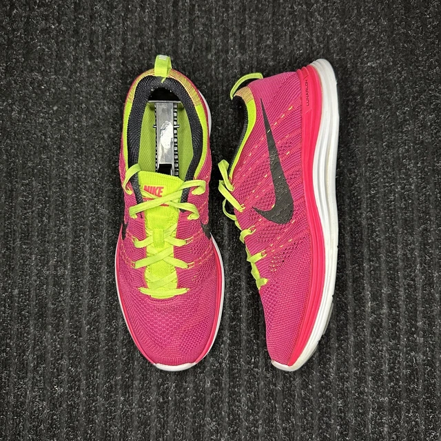 NIKE WOMEN’S SIZE 10 Flyknit One Pink Florescent Yellow Running Shoes