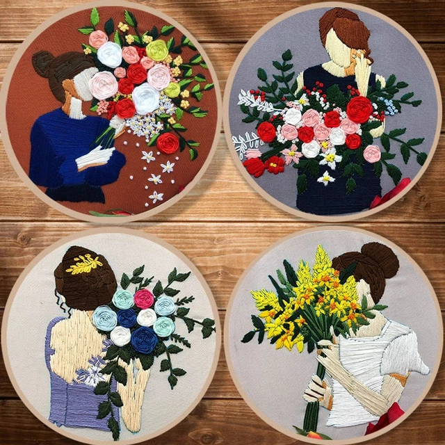 Kit de puntada de cruz de cinta bordado bordado cinta de pintura