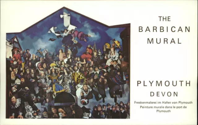 Barbican Mural Robert Lenkewitz ~medieval Judaism ~ Plymouth England UK postcard