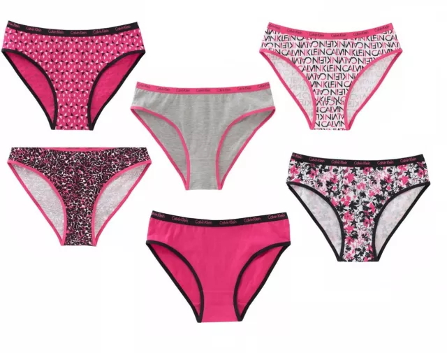 Calvin Klein Girls Graphic Bikini Panty Underwear Comfort stretch- 6 Pack