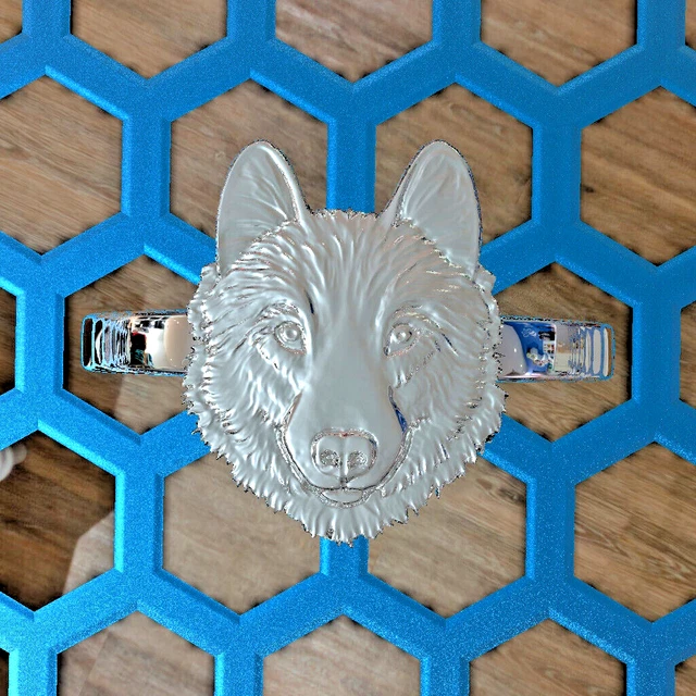 Solid 14K White Wolf  Head Gold Ring