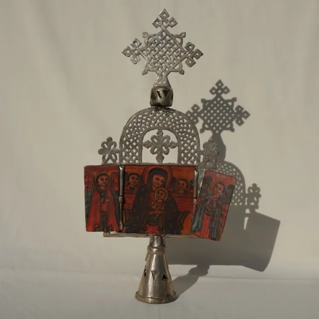 Äthiopien: Metall-Kreuz-Ikone Altar Original Kunsthandwerk koptisch orthodox Art