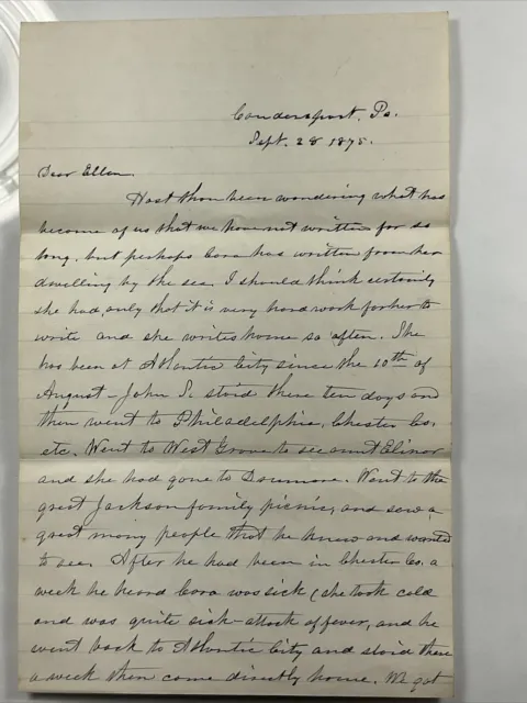 1875 Coudersport, Pennsylvania Handwritten Letter Beautiful Handwriting Ephemera