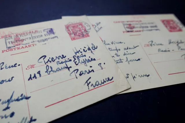 Raymond ASSO - DEUX CP autographes signée À Pierre HIEGEL, DEPUIS BRUXELLES 1943