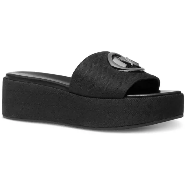 MICHAEL Michael Kors Womens Sadler Black Wedge Sandals 7.5 Medium (B,M) 4484