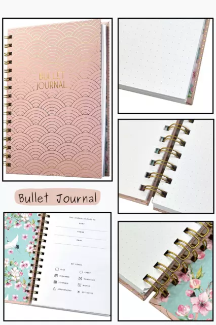 Pink For Bullet Journal Kit A5 Hardcover Notebook Thick 120g Paper,Dotted  Page