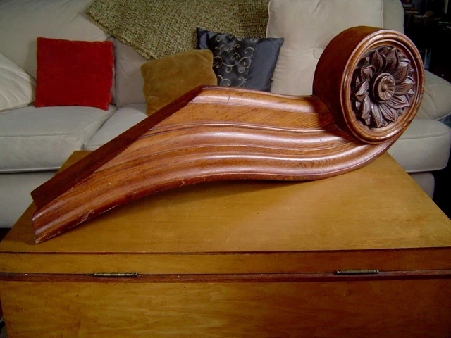 Architectural Salvage Big Carved Oak Wood Fragment Pediment Corbel Element Heavy 24