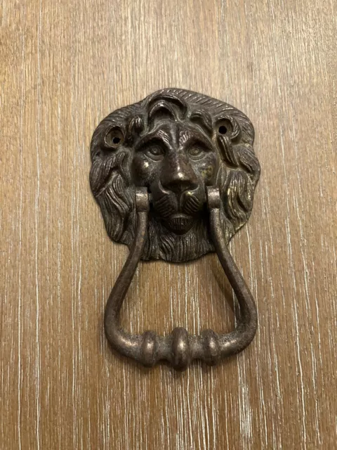 Vintage BRASS LION HEAD DOOR KNOCKER