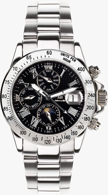 ANDR BELFORT LE Capitaine Automatique Hommes Montre Inox Noir