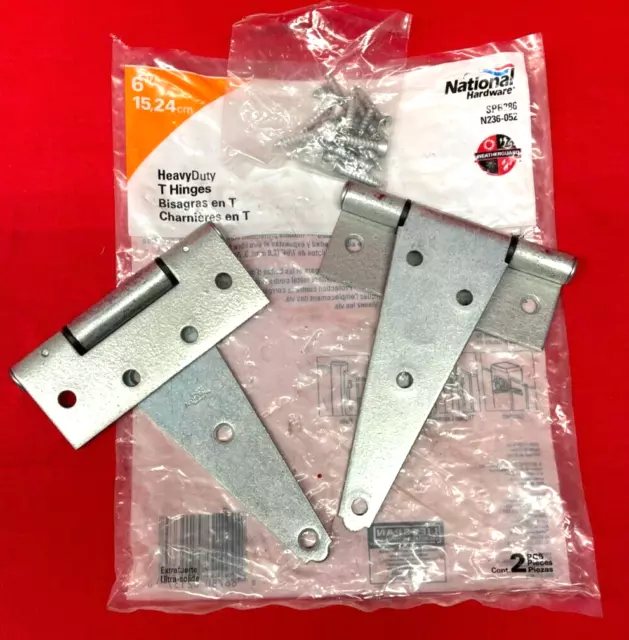 National Hardware Heavy Duty T Hinges 6" Spb286 2 Per Pack