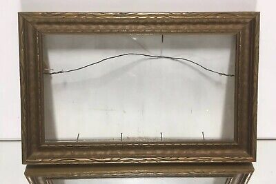 VTG. Aesthetic Art Deco Art's & Craft's Gold Picture Frame Fits 5 1/4" x 9 1/4"