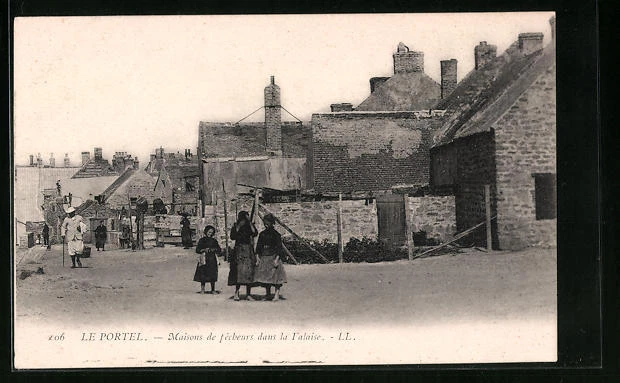 CPA Le Portel, Maisons de pecheurs dans la Falaise