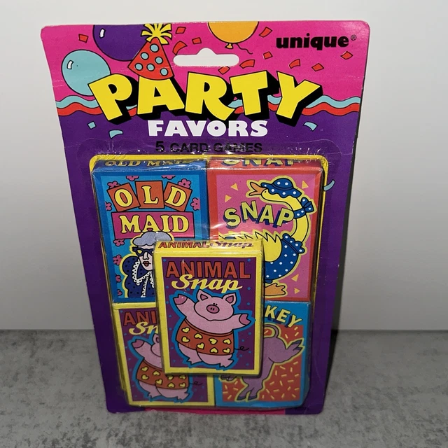 VINTAGE 1994 UNIQUE Party Favors 5 Card Games NOS 2025 Old Maid Snap