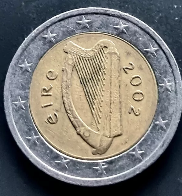 2€ Eire 2002, Fehlprägung d. Wert-/Motivseiten, st., Unikat, Umlaufmünze, Privat