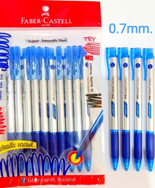 10 x FABER-CASTELL RX5 CLEAR CLIP Blue Retractable Ball Point Pen