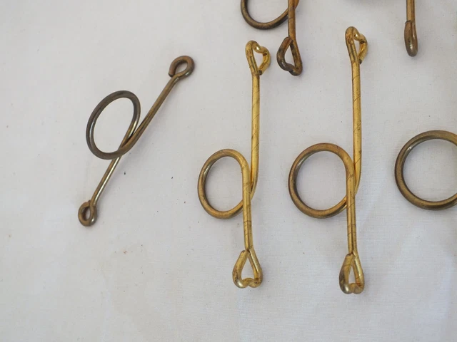 25  Antique solid brass rod Round RINGS to SEW on Back of Curtain Drapery slide 2