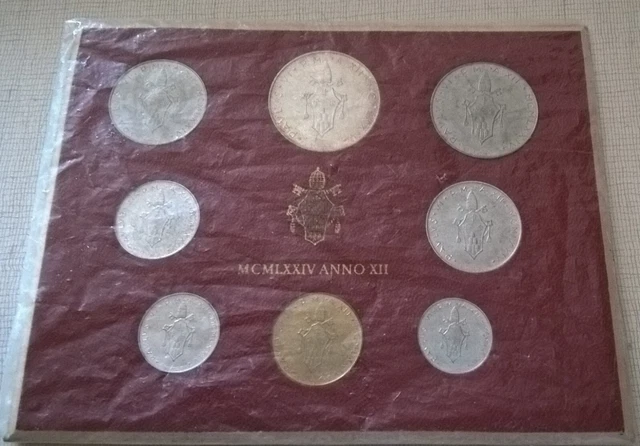 vaticano papa paolo VI serie divisionale 1974 con argento