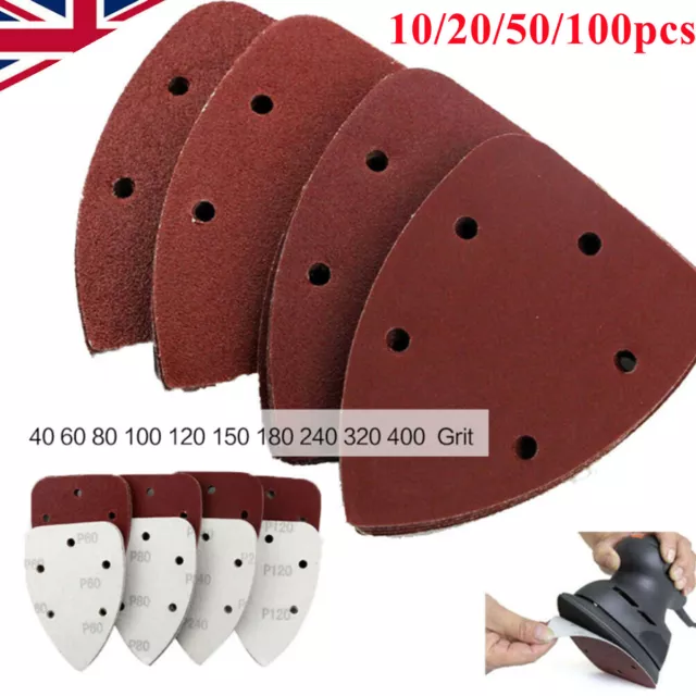 10-100X Mouse Sanding Sheets Palm Sander Sandpaper Hook&Loop Grit for Wood Metal