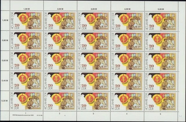 DDR Nr. 3281, WPD 4, postfrisch im Schalterbogen, Bogen, DV, DWD