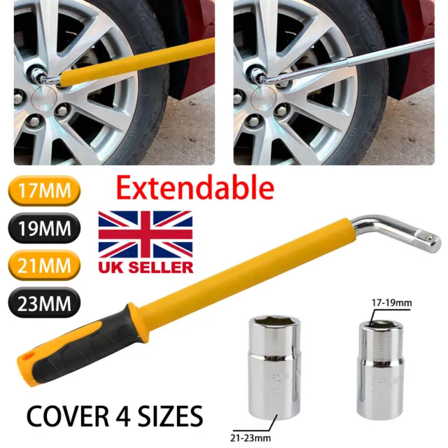 17 19 21 23mm HEAVY DUTY Extendable Car Wheel Brace Socket Tyre Nut Wrench