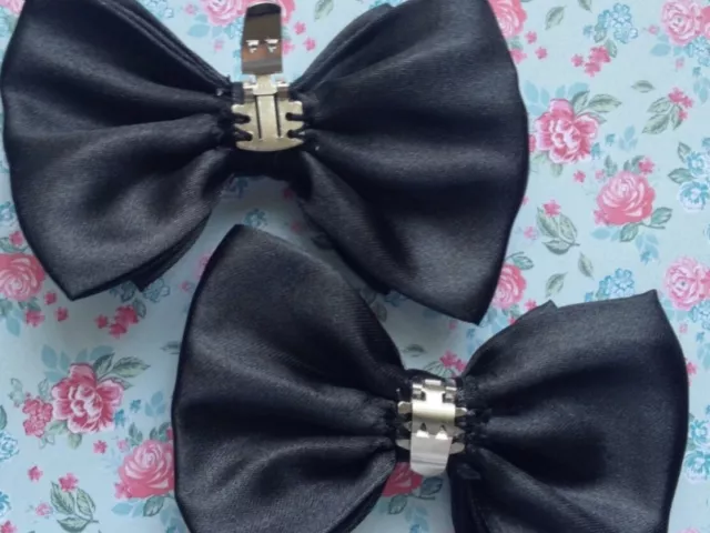 PAIR SATIN BOW SHOE CLIPS VINTAGE STYLE GLAMOUR BOWS 40s 50s UPDATE PLAIN SHOES 3