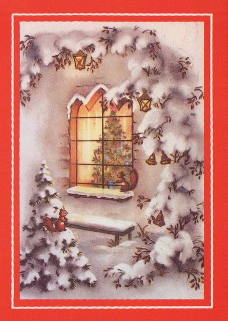 Petite Fille Décoration Noël Antique Carte Postale Joyeux Année Bonne