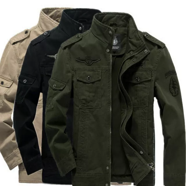 Autumn Men's Military Cotton Jackets Casual Collar Jacket Coat Parkas Outwear