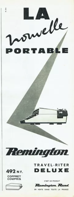 Publicité Advertising 109  1960  machine écrire portable Remington travel-riter
