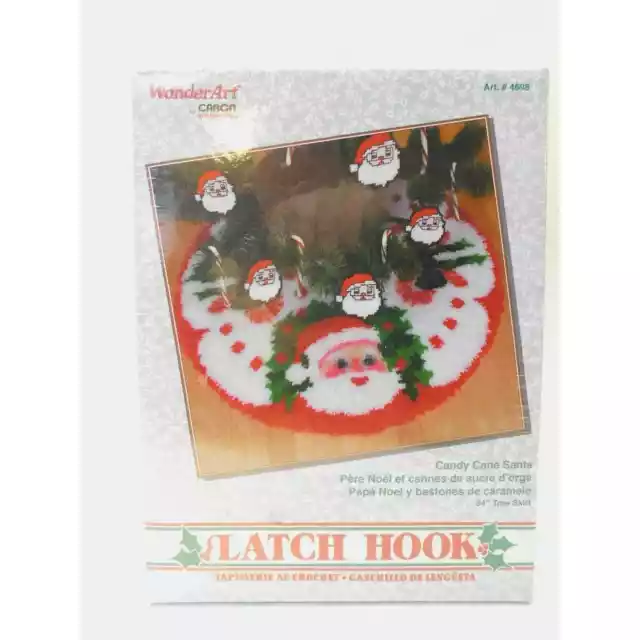 Kit de gancho con pestillo de colección Caron WonderArt caña de caramelo Santa 34" falda árbol de Navidad