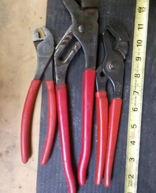 Three Pairs Snap-on Red Handle Pliers