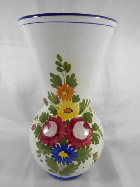 Magnifique Vase Décor Floral En Faïence Italienne A Identifier " Italy M.r. "