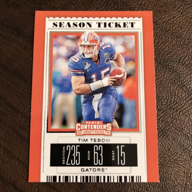 2019 Panini Season Ticket Contenders Draft Picks Card Tim Tebow #94 gator 🐊