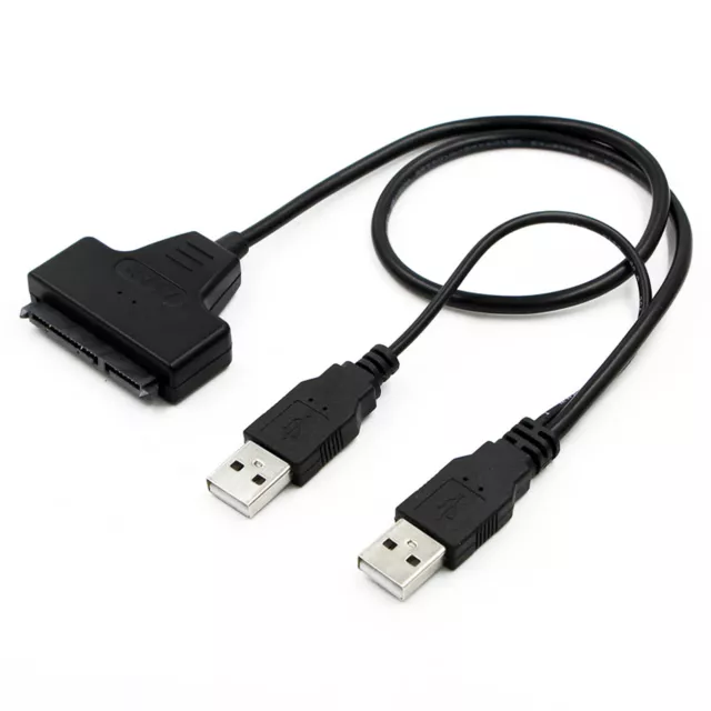 Dual USB External Cable SSD Hard Disk Drive Adapter USB To SATA 2.5" Converter