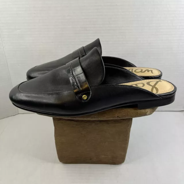 SAM EDELMAN Perri Black Leather Mule Slip on Loafer Shoes Size 9 2