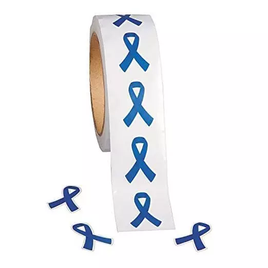 Blue Ribbon Awareness Stickers - 500 Sticker roll - Awareness Event,
