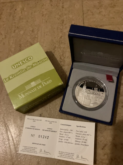 pièces de monnaie argent dix euros 2009 Unesco le Kremlin de Moscou