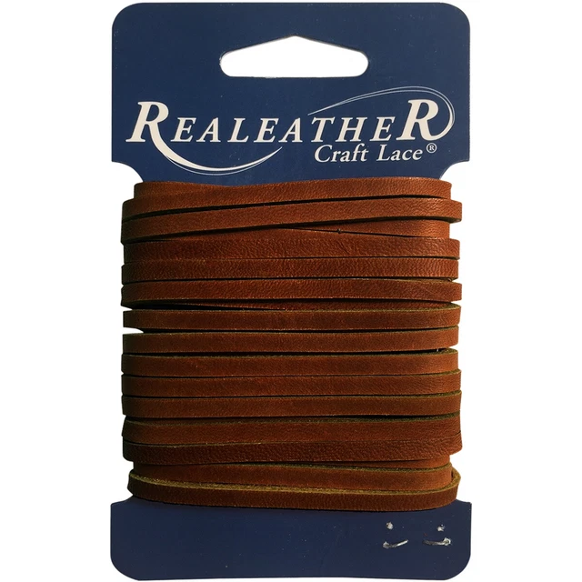 Encaje Realeather Crafts Latigo .125"X4yd cardado-marrón medio -ROC04-0215
