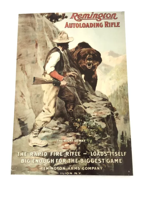 Remington Autoloading Rifle Grizzly Bear Metal Sign Reproduction