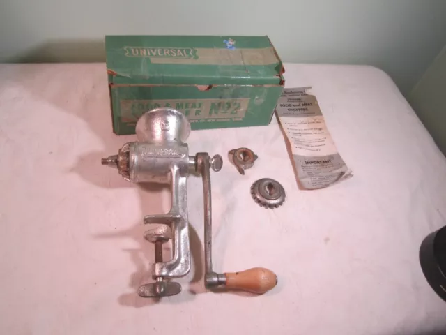 Antiguo helicóptero de comida universal de colección número 2 - Molinillo de carne - metal de acero sólido