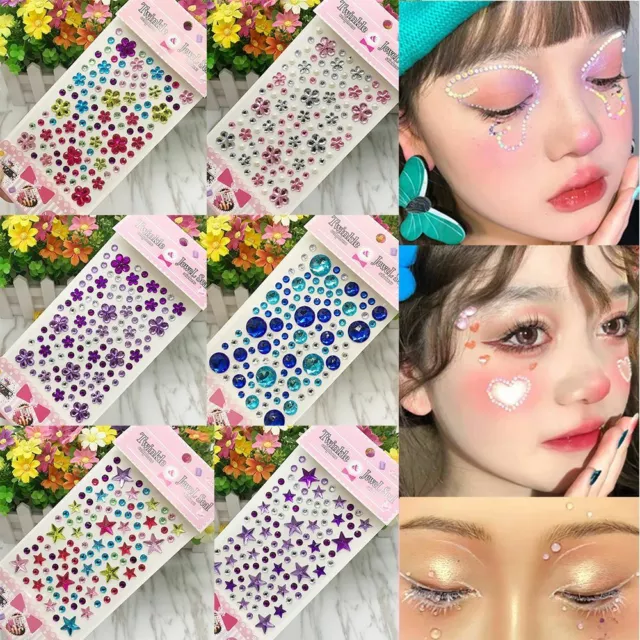 Face Jewel Stickers Adhesive Face Gems Rhinestone Jewels Party Festival  Stickers